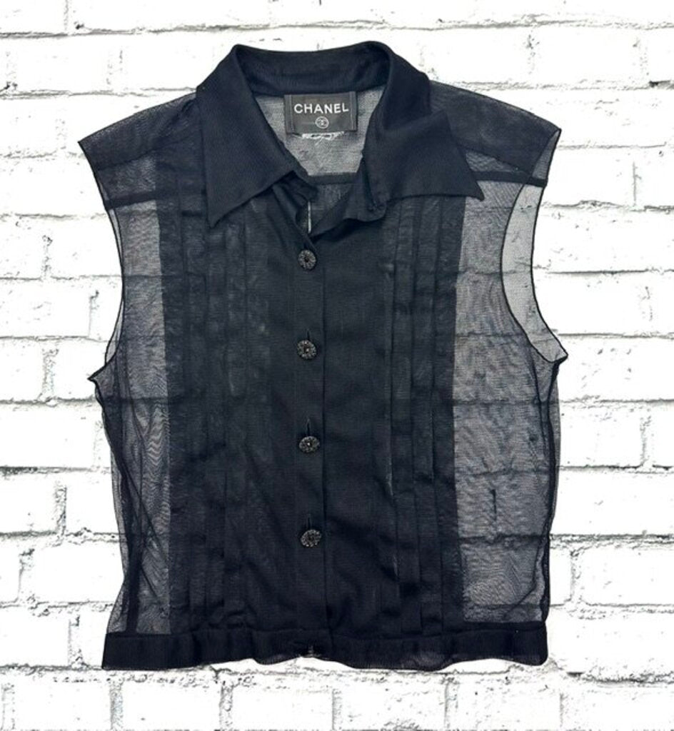 Chanel Vintage Sheer Blouse Small