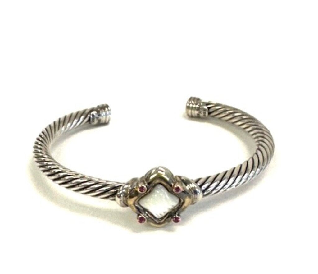 David Yurman Sterling 18K Mother of Pearl Bracelet