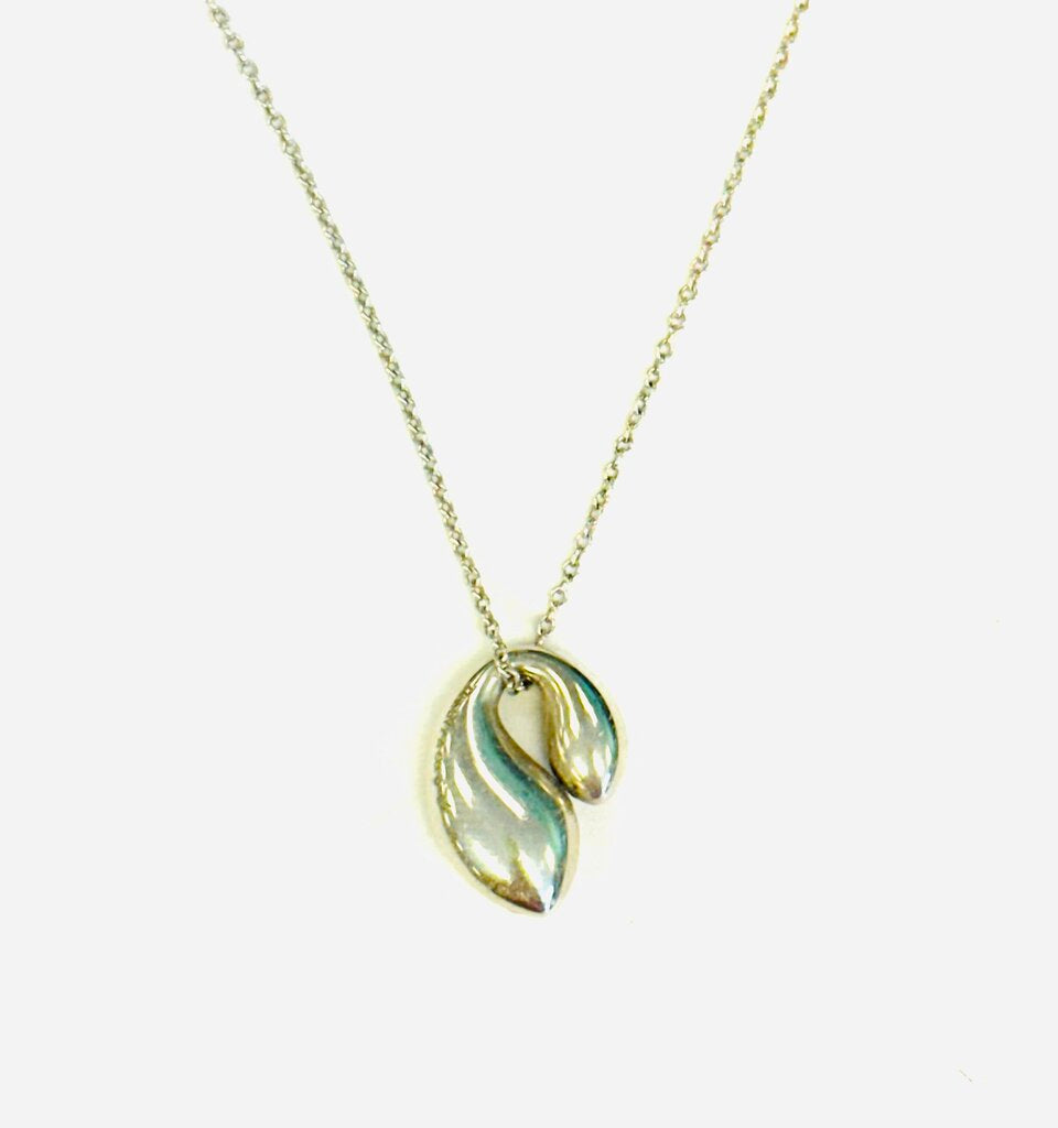 Tiffany Elsa Peretti Sterling Double Teardrop Necklace