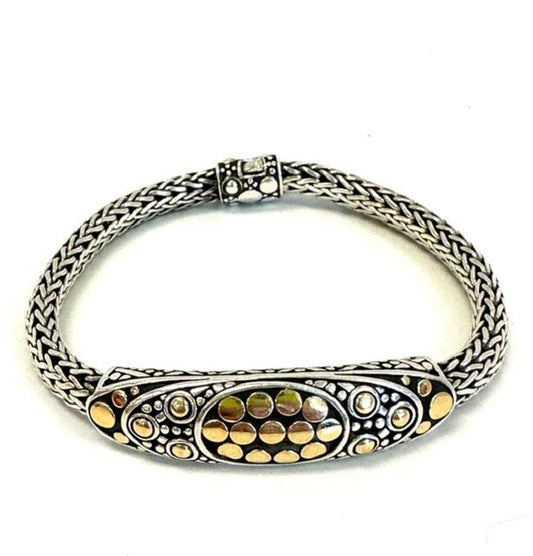 John Hardy 18k Yellow Gold and Sterling Bracelet