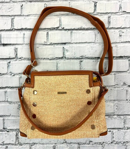 $475 gold studs tan long and short strap