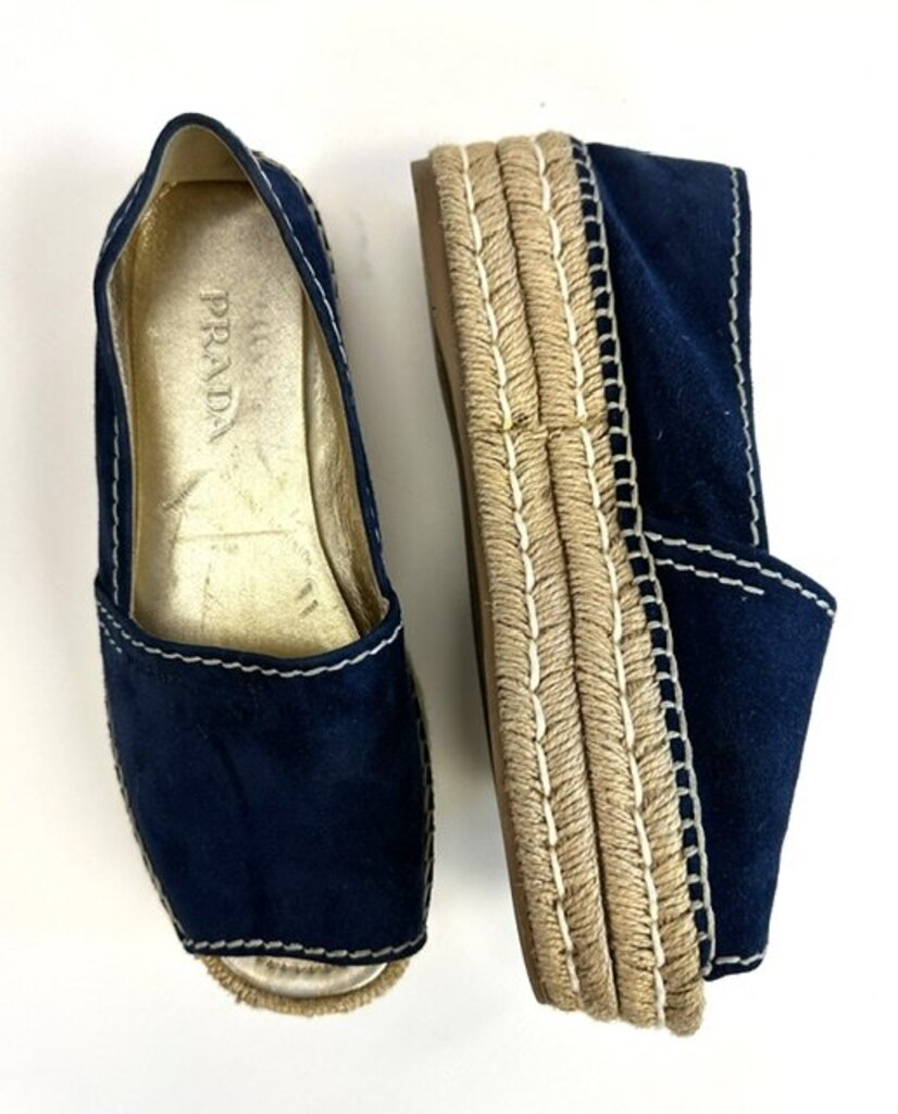 Prada Open Toe Platform Espadrille 37.5/7.5