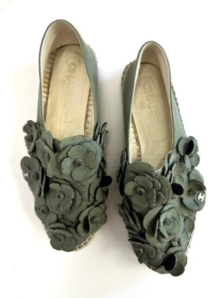 Chanel Camellia Canvas Espadrille 38/8