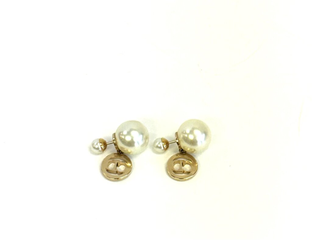 Christian Dior Faux Pearl Logo Earring