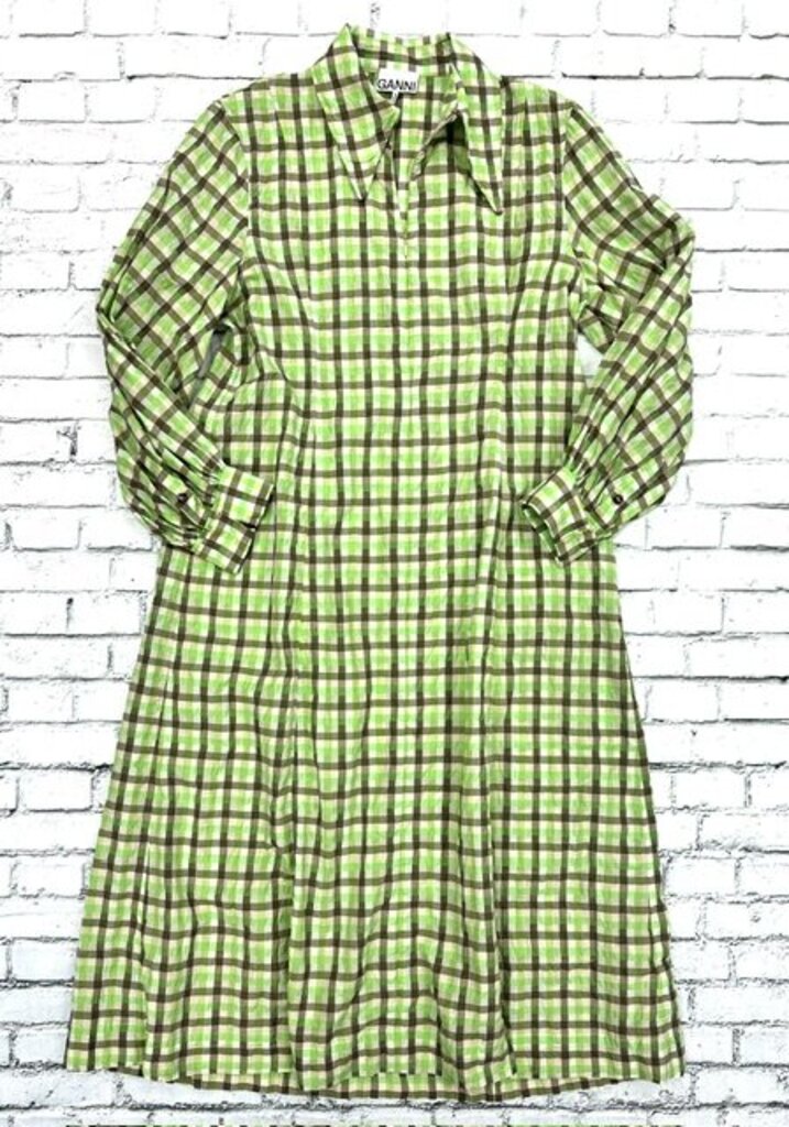 Ganni Plaid Zip Up Dress Large