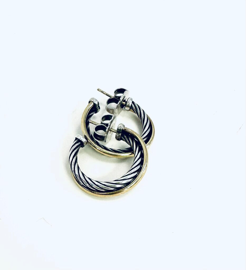David Yurman 18k Sterling Cable Hoop