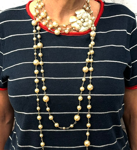 Chanel Pearl Camellia Necklace